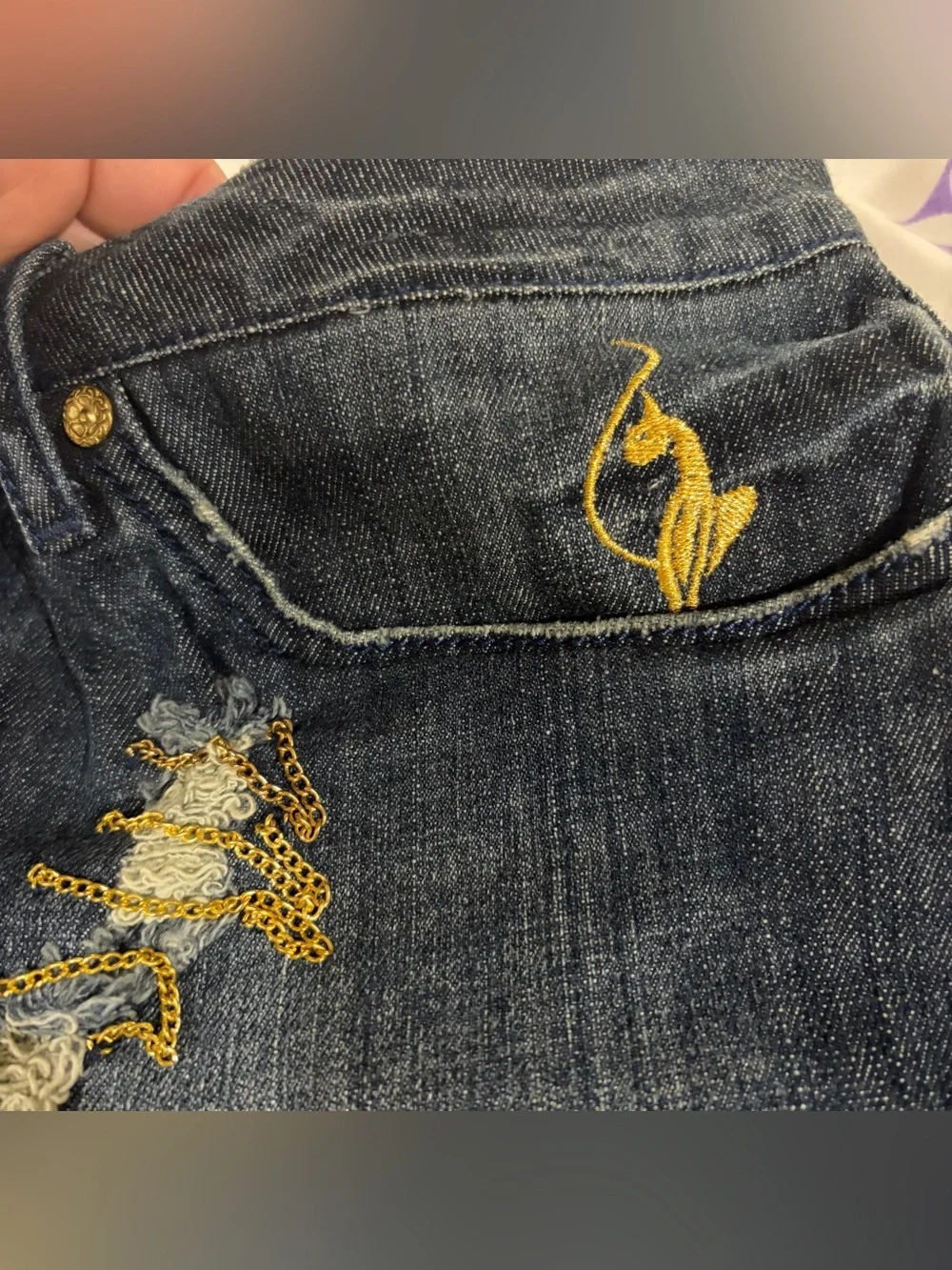 Baby Phat Denim Distressed Dark Blue Women’s Shorts